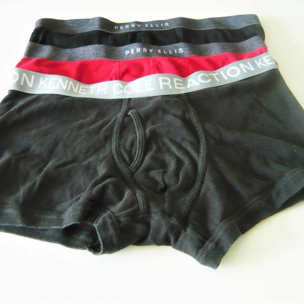 3 Men Designer Boxer Briefs & Trunk Underwear, Perry Ellis & Kenneth Cole, XL